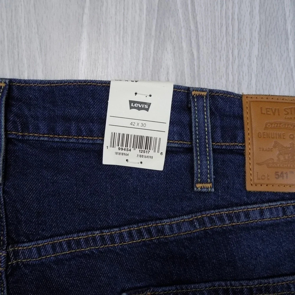 Levi's 541 Athletic Taper Jeans Mens 42x30 Dark Wash Blue Stretch NEW